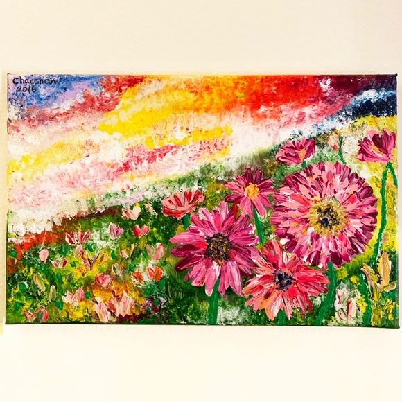 My Acrylic Color Flowers Painting - Pink Mood - Picture 1 of 1